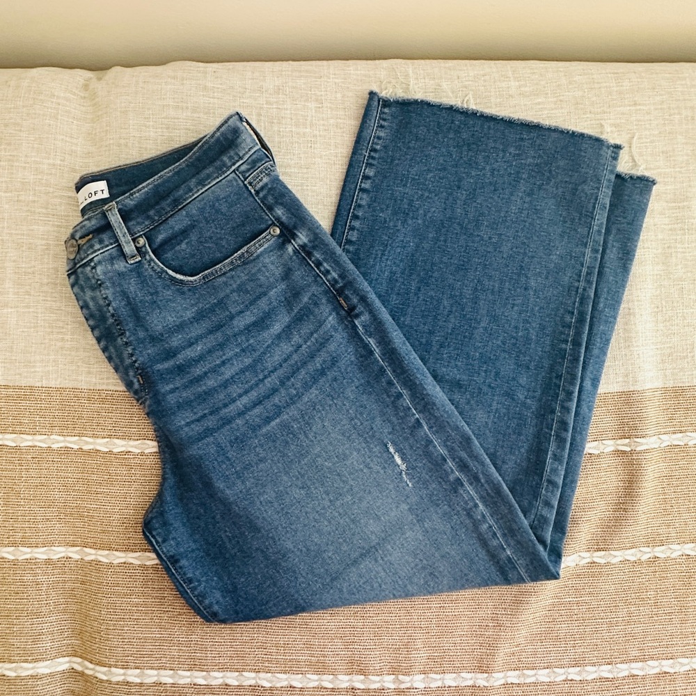 LOFT Dark Blue Relaxed Straight Leg Denim Jeans